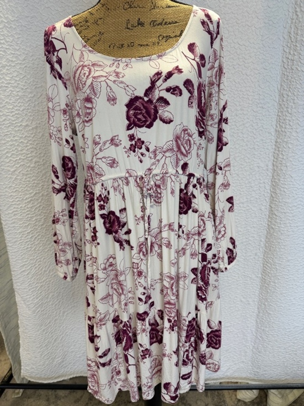 torrid Ivory Dress with Plum Floral Print Cottagecore